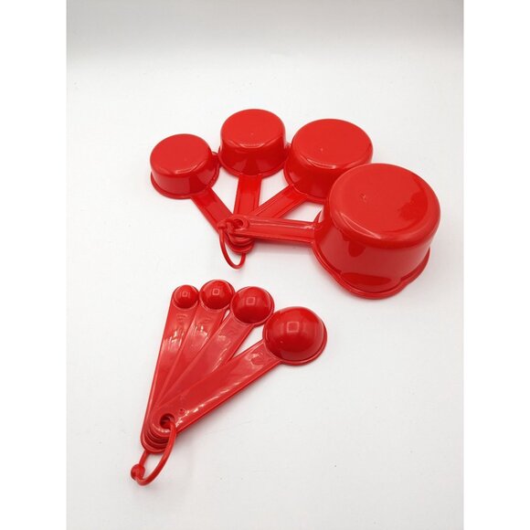 Vintage Betty Crocker Nesting Hanging Measuring Cups And Spoons Red - Picture 7 of 7